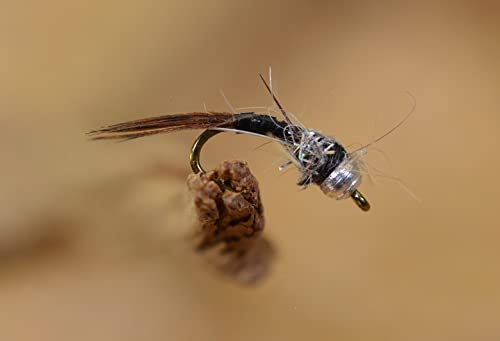 Black Ops Rainbow Warrior Midge Nymph Fly - 12 Flies - Mustad Signature Hook - Choose Size - style: Assortment