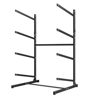 VEVOR Kayak Storage Rack, Heavy Duty Adjustable Freestanding Stand with Lockable Wheels for Indoor Outdoor Garage Shed Dock, Holder for Canoe, SUP, Surfboard & Paddleboard - style: Stand-4 Kayaks-black