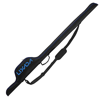 Lixada 63 Inch Fishing Rod Bag Portable Fishing Rod Reel Protective Case, Folding Fishing Pole Holder Cover Rod Tackle Organizer - color: Blue