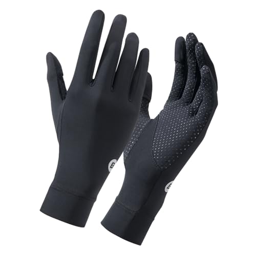 ROCKBROS UV Protection Gloves Soft Thin Women’s Sunscreen Gloves Anti-Skid Ice Silk Gloves with Removable Fingertips for Cycling Driving Running - color: blak