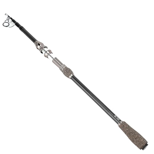 Ice Fishing Rod, Sea Fishing Rod Short Section Carbon Fiber Ice Cork Handle Stretchable Pole Lure Accessories for Trout (1.8