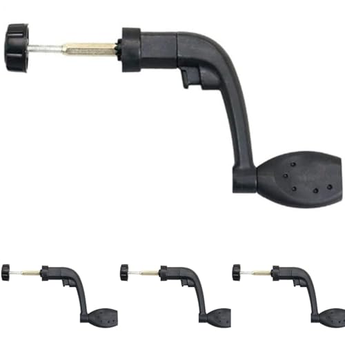 4 Pcs Black Fishing Spinning Reel Handle Grip Replacement, Plastic Fishing Reel Power Handle Crank Arm Spinning Reel Folding Rotary Knob Repair Parts Black Reels Accessories