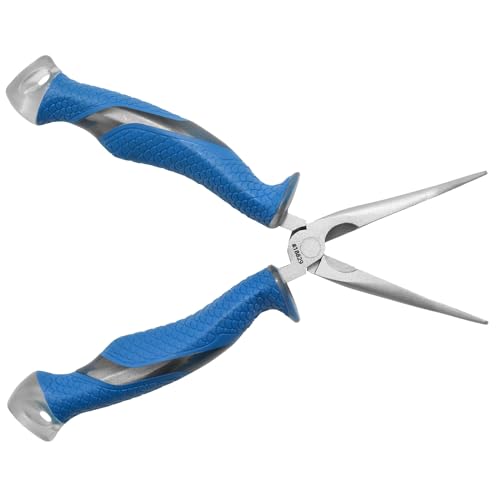 CUDA 8.5" Bent Needle Nose Pliers | Durable Steel Titanium Bonded Fishing Wire, Mono & Fluorocarbon Cutter with Non-Slip Cuda Grips | for Saltwater & Freshwater Use (Pack of 3) - size: One Size (Pack of 3)