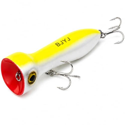 Topwater Popper Fishing Lure, 120mm 4.7in Floating Saltwater Surface Bait with BKK 3X Strong #1 Treble Hooks and Split Rings, Long Casting Hard Lure for Striped Bass Tuna Bluefish Inshore Fishing - color: A1-1PCS/1.48OZ-4.7"