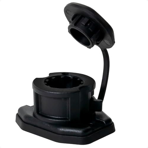Five Oceans Fishing Rod Holder for Boat with Deck Mount Base, Black, High-Impact Nylon for Boats & Kayaks, Multiple Sizes - style: Compatible Spring-loaded Lock Cap Base