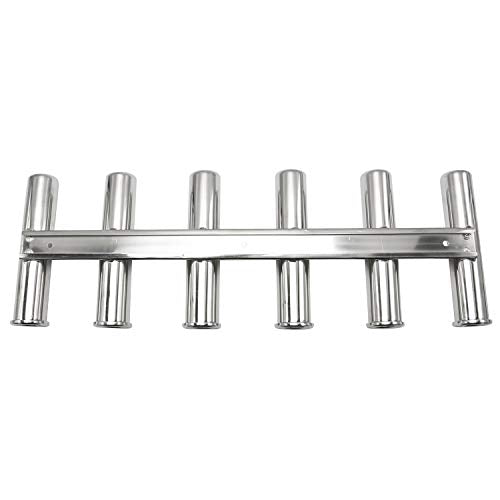 Amarine Made 6 Tube Stainless Steel Fishing Rod Rack Mirror Finish 316 Stainless Steel 6 Rod Rack