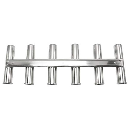 Amarine Made 6 Tube Stainless Steel Fishing Rod Rack Mirror Finish 316 Stainless Steel 6 Rod Rack
