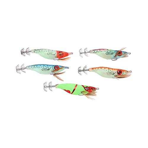 5Pcs Fishing Lures, Stainless Steel Minnow Fishing Lures Built in Steel Wire, Fishing Swimbaits with Double Row Squid Hook, Fake Wood Shrimp Bait