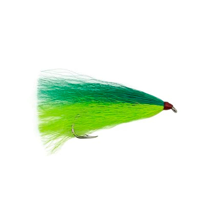 Aqua-Clear, Bucktail Jigs Saltwater Fishing Lures, Flounder Fluke Sea Trout Weakfish Croaker Rig, 3/0 XL Nickel Octopus Hook with White Hair - color: Green/Chartreuse