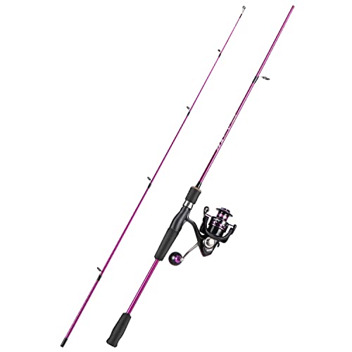 Sougayilang Fishing Rod and Reel Combo, Stainless Steel Guides Fishing Pole with Spinning Reel Combo for Saltwater and Freshwater - color: purple - Medium, size: 6.9ft and Spinning Reel