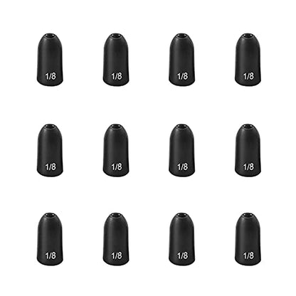 12 Pack Tungsten Bullet Fishing Weights, Insert Free Worm Sinkers, 1/8 3/16 1/4 3/8 1/2 oz - color: No Chip Black, size: 3/8 oz - 5pcs