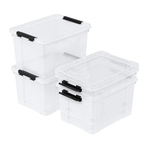 4-Pack 22 Quart Plastic Storage Bins with Lids, Plastic Latching Storage Box with Wheels, Clear - size: 22 Quart