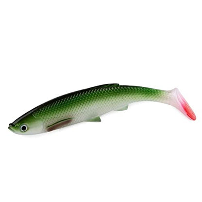 ZHENGYI 4pcs Paddle Tail 14.5g 120mm Fishing Soft Lures 3D Eyes T Tail Artificial Bait Plastic Pike Fishing Lures - color: E