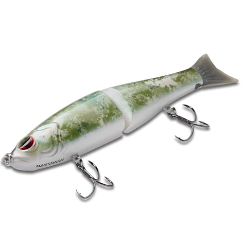 Bassdash SwimShad Glide Baits Jointed Swimbait Bass Pike Salmon Trout Muskie Fishing Lure - color: Grunge Camo, size: 7in/2.2oz