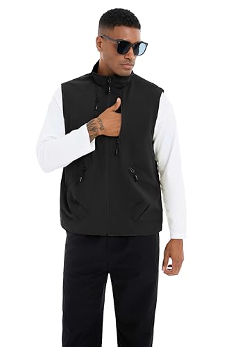 Utility Vest for Men Fishing Golf Travel Hiking Photo Outwear Lightweight Sleeveless Jacket with Pockets - color: Black1, size: Medium