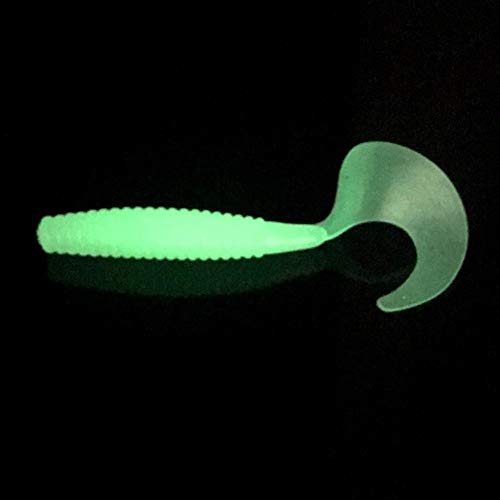 6pcs/lot Paddle Tail Soft Grubs Glow in Dark T Tail Lure Jig Head Soft Lure for Bass Fishing Mandarin Fishing