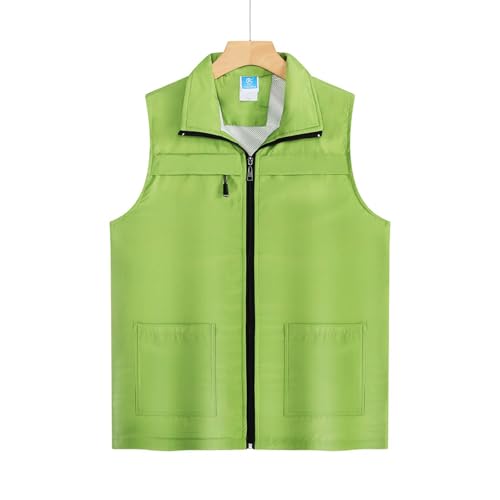 Men Women Outdoor Fishing Vest Zip Up Travel Hiking Summer Outerwear Unisex Mesh Breathable Waistcoat Lightweight - color: Green, size: Small