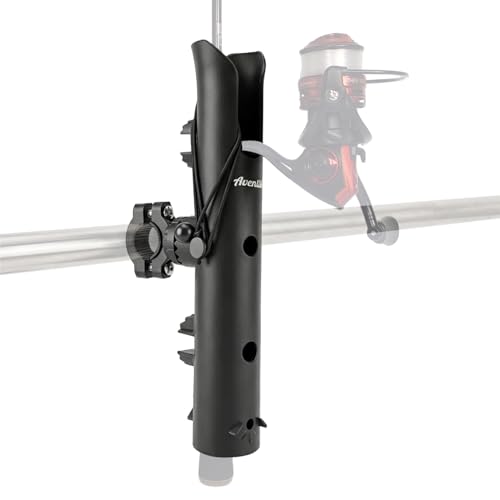 Aventik Fishing Rod Holder for Bike & Boat, 0.63”-1.18” Heavy Duty Clamp on Rod Holder, 360°Adjustable Fishing Pole Holders for E-Bike,Fishing Cart, Chair & Boat Rails Secure Anti-Shake - style: 1 Pack