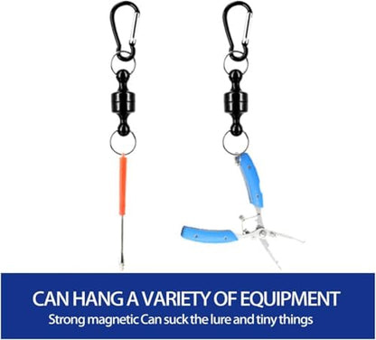 2 Pcs Black Fishing Strongest Magnetic Net Release Magnet Clip Holder Retractor, Quick Release Keychain with Super Strong Magnet, Fly Fishing Magnetic Buckle Fishing Equipment,Accessories