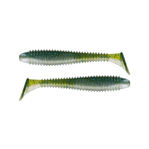 Moose Baits 3.8” Paddle Swimmer Soft Plastic Baits – Bass Fishing Lures - Soft Lure Bass, Durable Plastic Bait Swimmer for Freshwater Bass (6 Pack) - color: Baby Bass