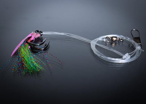 Hogy Jig-Biki Rigs – Premium Teaser Rig for Groundfish, Saltwater Slow Pitch Jig Compatible Dropper Rig for Bottom Fishing, Natural Micro Crab Imitation for Seabass Fluke Haddock - size: 1/0 (30lb)