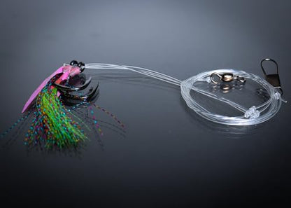 Hogy Jig-Biki Rigs – Premium Teaser Rig for Groundfish, Saltwater Slow Pitch Jig Compatible Dropper Rig for Bottom Fishing, Natural Micro Crab Imitation for Seabass Fluke Haddock - size: 1/0 (30lb)