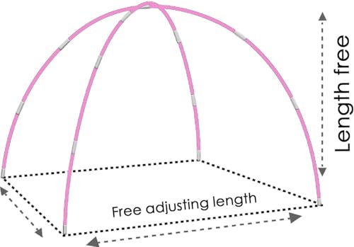 DIY Tent Pole, Replacement Tent Pole, Greenhouse Hoops,Telescopic Rod,Long Approximately 52ft, Diameter - 6.5mm,36 Pack, for Hiking Camping Backpacking Tent - color: 17 inches- 36 packs (Pink)