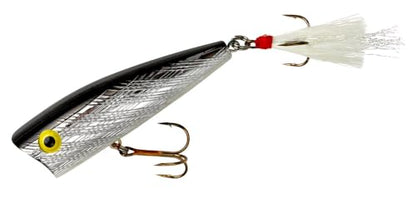 Rebel Lures Pop-R Topwater Popper Fishing Lure, Silver/Black, Magnum Pop-R (1/2 oz), One Size, 3"