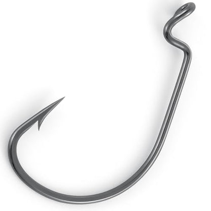 Dr.Fish EWG Hooks Bass Fishing Worm Hooks Extra Wide Gap Freshwater Fishing Carolina/Texas Rig - color: Black Nickel, size: #2-100Pack