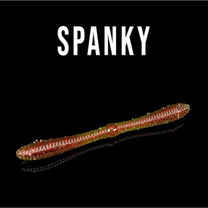 Lunker City Fishing 5" Spanky Worm 3 Pack Bundle Soft Plastic Bass Lure Wacky Rig Salted Jigging Stick Bait, 21 Total Lures, Made in The USA - color: 144 Watermelon Red Flake