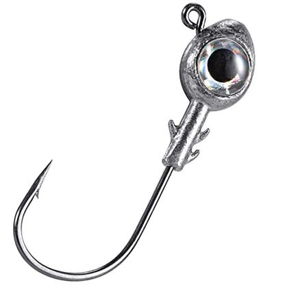 Dr.Fish 10 Pack Fishing Eyes Jigs 3D Eyes Trout Heads Bass Hook Saltwater Swimbait Jig Heads Freshwater Walleye Redfish Striper 1/2oz 3/8oz 1/4oz 3/16oz - color: White Eyes, size: 3/8oz-Hook #4/0