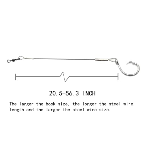 3 Pieces 10/0-20/0 Circle Hook Rig Shark Surf Rigs 49-Strands Steel Leader,Deep Sea Hooks for Big Fish - size: 16/0