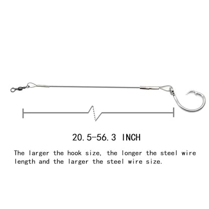 3 Pieces 10/0-20/0 Circle Hook Rig Shark Surf Rigs 49-Strands Steel Leader,Deep Sea Hooks for Big Fish - size: 13/0