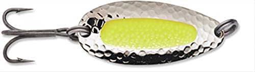 BLUE FOX Pixee Spoon, Casting Spoon Lure for Trout, Salmon, Bass and Walleye, Long Cast Jigging Fishing - color: Nickel Plated/Flo. Yellow Insert, size: One Size