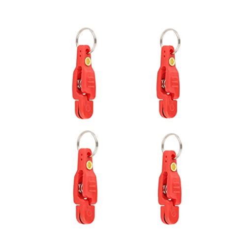 4Pcs Heavy Tension Snap Release Clips Lead Line Clip with Key Ring for Weight Planer Board Kites Downrigger Trolling Fishing - color: Red