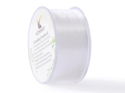 KONMAY Clear Monofilament Fishing Line, 0.3mm 340 Yards, Invisible String | With Dispensor, 16lb line for ornaments, balloon accents, small beads, photos, jewelry, garlands and craft projects - size: 0.3mm