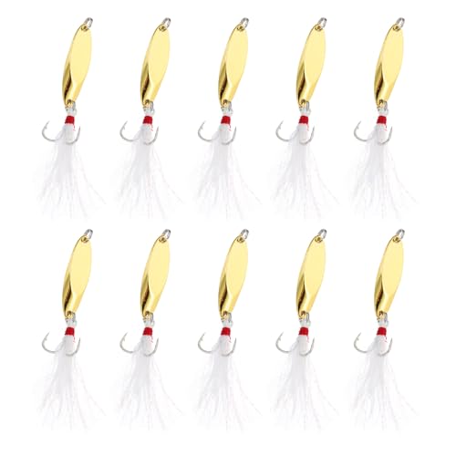 PATIKIL Fishing Spoons, Fishing Lures Casting Spoon Treble Hooks Jigs Hard Metal Spinner Baits - color: Gold Tone, size: 1/5 oz