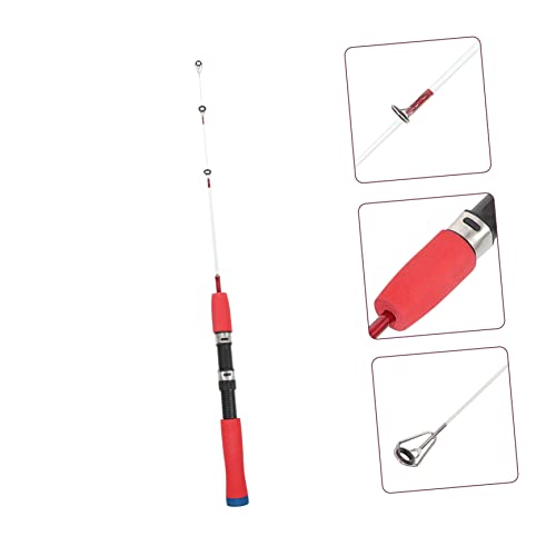 POPETPOP Portable Ice Fishing Rod Lightweight Short Winter Fishing Pole Metal Lure