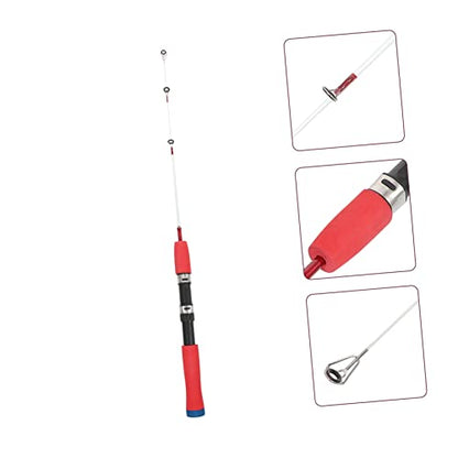 POPETPOP Portable Ice Fishing Rod Lightweight Short Winter Fishing Pole Metal Lure
