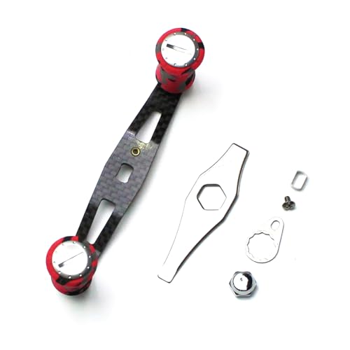 Mr. Z 95mm Carbon Fiber Baitcasting Reel Handle Compatible for Abu Garcia Shimano Daiwa Light Weight Low Profile Casting Reel - color: CAMO Red, size: Left-handed