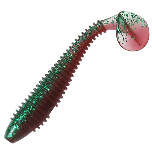 Paddle Tail Swimbaits, 2.5 inch/3inch Soft Lures Fishing Trout Crappie Bass for Freshwater and Saltwater 75PCS/60PCS - color: Wine Red Shiner, size: 3 inch, 60 PCs