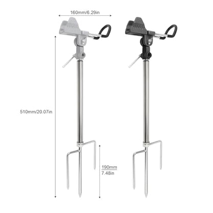 Fishing Rod Holders for Bank Fishing, Fishing Pole Holders for Ground & Beach, 360 Degree Adjustable & Detachable Fishing Pole Stand Equipment - color: Silver