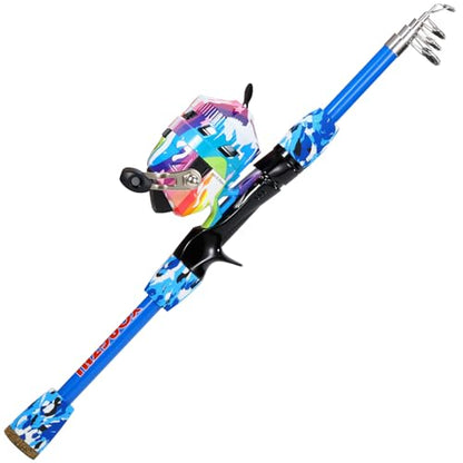 Kids Fishing Rod and Reel Combo,Light Weight Fishing Pole with Spinning Fishing Reel Tackle Bag Lures for Youth,Girls and Boys Good Starter Fishing Kit - color: Light Blue
