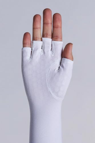 Coolibar Long Fingerless UV Sun Gloves - UPF 50+ Sun Protection - Perpetua - color: White, size: Small