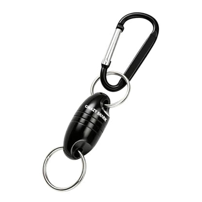 Magnetic Net Release for Fly Fishing, Aluminum Magnetic Quick Release Keychain, Fly Fishing Net Magnet Holder Retractor with Carabiner - color: black