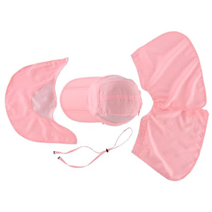 Connectyle Men's Foldable Baseball Sun Cap with Removable Face Mask Neck Flap Cover UPF 50+ Sun Protection Fishing Hiking Hat - color: Pink