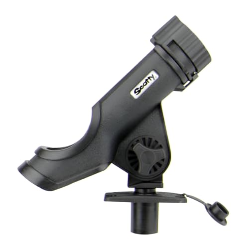 Scotty 0231-BK PowerLock Rod Holder, with 0244 Flush Deck Mounts, black | Adjustable, 360 Degrees of Rotation, Durable Construction