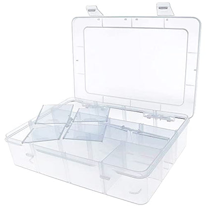 Xiaoyztan Clear Plastic Organizer, 12 Grids with Adjustable Dividers, Jewelry Box Bead Storage Container for Small Parts, Fishing Tackle, DIY Crafts, and Earrings - size: 8.8x6.6x2.3 in