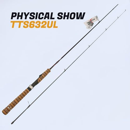 Teton 5'2"-6'6" BFS Fishing Rod Casting & Spinning, Ultra Light Rods, 40T Carbon Fiber Blank, Fuji Guides & Reel Seat, MF Fast Action, 2 Piece Travel Trout Lure Pole - size: Spin 6'3"-UL-M Fast-TTS632UL