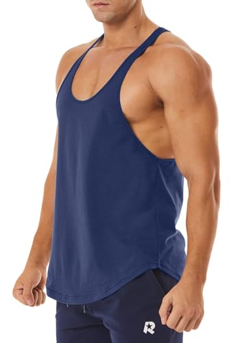 Men's Workout Quick Dry Soft Gym Bodybuilding Stringer Tank Tops - color: Navy Blue, size: X-Large